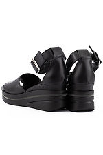 Black leather peep toe platform sandals  8018553 photo №5