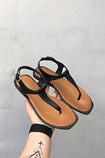 Black leather one-finger sandals  8019553 photo №1