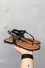 Black leather one-finger sandals  8019553 photo №4