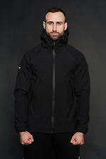Black membrane spring jacket on fleece with a hood Custom Wear 8025553 photo №1