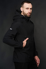 Чорна мембранна куртка весняна на флісі з капюшоном Custom Wear 8025553 фото №2