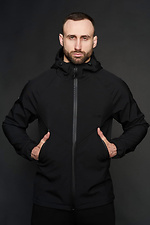 Black membrane spring jacket on fleece with a hood Custom Wear 8025553 photo №5