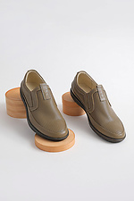 Шкіряні літні туфлі коричневого кольору  4205554 фото №1
