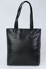 Чорна сумка шоппер із еко-шкіри під крокодила SGEMPIRE 8015554 фото №3
