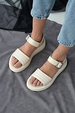 Leather summer sandals with open toes and a large buckle  8019554 photo №2