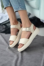 Leather summer sandals with open toes and a large buckle  8019554 photo №3