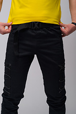 Black cargo pants with side drawstrings Custom Wear 8025554 photo №6