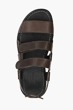 Чоловічі шкіряні сандалі на липучках коричневого кольору  4205556 фото №6
