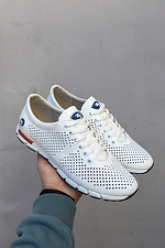White summer perforated genuine leather sneakers  8019556 photo №1