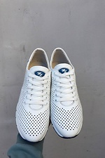 White summer perforated genuine leather sneakers  8019556 photo №2