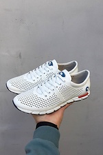 White summer perforated genuine leather sneakers  8019556 photo №3