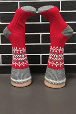 Long warm red socks in a Scandinavian pattern R'N'B SOCKS 8024558 photo №1