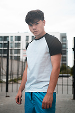 White cotton T-shirt with black sleeves Custom Wear 8025558 photo №1