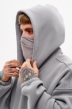 Худи с вшитой балаклавой и вышивкой "Рюу", серый TUR WEAR 8037558 фото №11