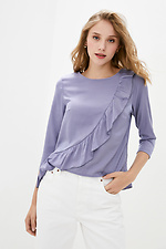 Long sleeve cotton blouse with ruffle front Garne 3039559 photo №1