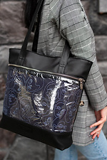 Чорна сумка шоппер у принт з довгими ручками SGEMPIRE 8015562 фото №2
