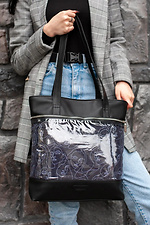 Черная сумка шоппер в принт с длинными ручками SGEMPIRE 8015562 фото №3