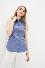 Коттоновая рубашка KAYAN без рукавов синего цвета в горошек Garne 3036563 фото №1