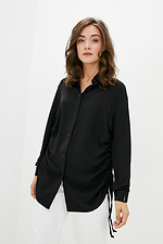 Офісна чорна сорочка ELIYA з довгими рукавами та затяжками з боків Garne 3039565 фото №1