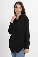 Офісна чорна сорочка ELIYA з довгими рукавами та затяжками з боків Garne 3039565 фото №6