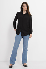 Офісна чорна сорочка ELIYA з довгими рукавами та затяжками з боків Garne 3039565 фото №7