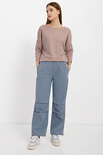 Широкі жіночі штани прямого крою з якісного котону зі складками  4014566 фото №2