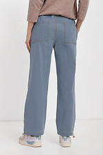 Damskie szerokie spodnie o prostym kroju wykonane z wysokiej jakości bawełny z zakładkami  4014566 zdjęcie №3