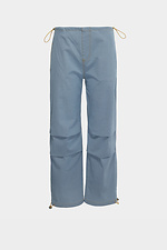 Damskie szerokie spodnie o prostym kroju wykonane z wysokiej jakości bawełny z zakładkami  4014566 zdjęcie №5