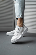 Leather women's sneakers for the city in white  8018566 photo №1