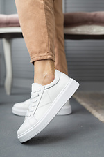 Leather women's sneakers for the city in white  8018566 photo №6