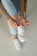 Leather women's sneakers for the city in white  8018566 photo №8