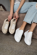 Leather women's sneakers for the city in white  8018566 photo №16