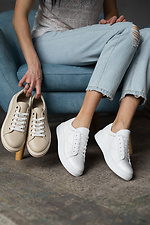 Leather women's sneakers for the city in white  8018566 photo №19