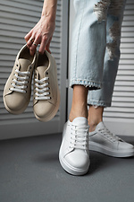 Leather women's sneakers for the city in white  8018566 photo №20