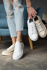 Leather women's sneakers for the city in white  8018566 photo №21