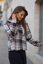 Рубашка в клетку женская теплая Teamv Oversize Бежевая Garne 8034566 фото №5