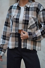 Рубашка в клетку женская теплая Teamv Oversize Бежевая Garne 8034566 фото №6