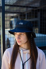 Black Cotton Bucket Hat with Front Print Without 8048566 photo №4