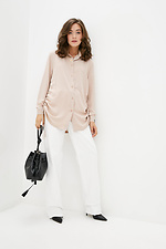 Office beige shirt with long sleeves and puffs on the sides Garne 3039567 photo №2