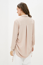 Office beige shirt with long sleeves and puffs on the sides Garne 3039567 photo №4