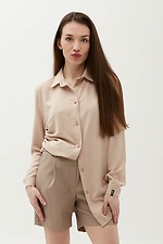 Office beige shirt with long sleeves and puffs on the sides Garne 3039567 photo №6