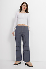Широкие женские штаны прямого кроя из качественного коттона со складками  4014567 фото №2