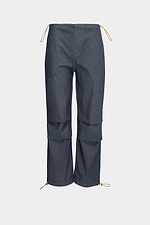 Damskie szerokie spodnie o prostym kroju wykonane z wysokiej jakości bawełny z zakładkami  4014567 zdjęcie №5