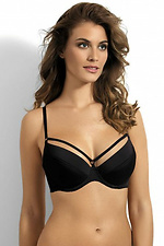 Black bra with detachable push-up and decorative stripes Kinga 4023567 photo №1