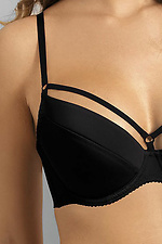 Black bra with detachable push-up and decorative stripes Kinga 4023567 photo №3