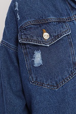 Подовжена джинсова куртка темно-синього кольору  4014568 фото №4