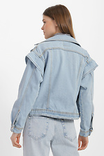 Короткая джинсовая куртка с широким отложным воротником  4014569 фото №3