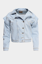 Short denim jacket with wide turn-down collar  4014569 photo №5