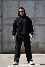 Schwarze Herren-Sporthose mit geradem Bein und lockerer Passform im Oversized-Schnitt. Teamv 8034570 Foto №2