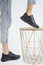 Black leather sneakers for the city for autumn  8018571 photo №3
